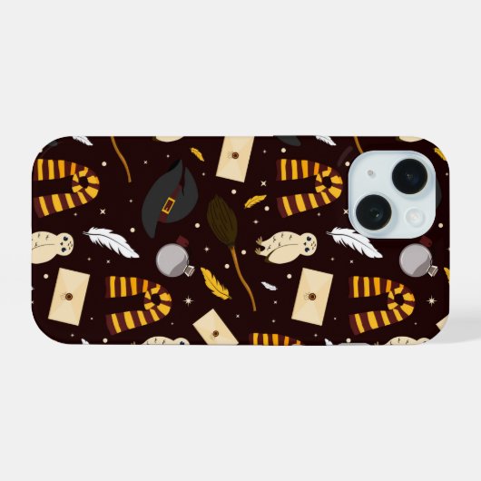 Heksen, tovenaars & magisch patroon iPhone 15 case (Achterkant horizontaal)