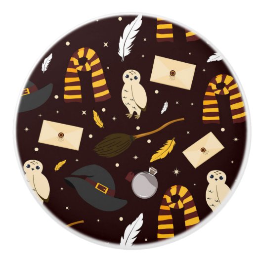 Heksen, tovenaars & magisch patroon keramische knop (Voorkant)