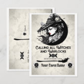 Heksen & Tovenaars Vintage Heks Halloween Feest Briefkaart (Voorkant / Achterkant)
