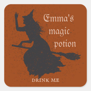 Heksen Toverdrank Halloween Grunge Illustratie Vierkante Sticker