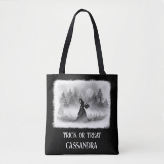 Heksen Trick or Treating op een Nacht met Volle Ma Tote Bag