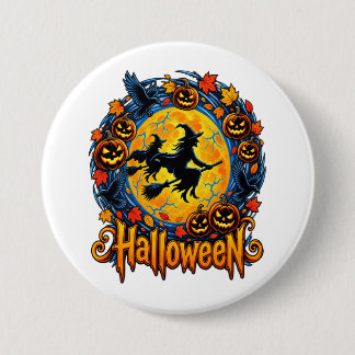 Heksen van Halloween in het maanlicht Ronde Button 7,6 Cm