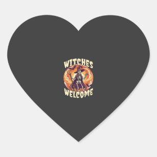 Heksen Verwelkomen Halloween Skelet Heks Bezem Vle Hart Sticker