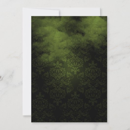 Heksen verzamelen groene en zwarte damast uitnodig kaart (Achterkant)
