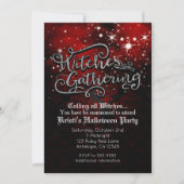 Heksen verzamelen rood en zwart Damask uitnodiging (Voorkant)