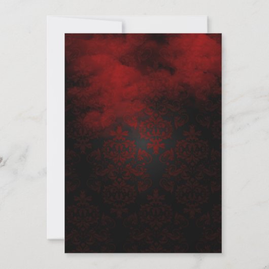 Heksen verzamelen rood en zwart Damask uitnodiging (Achterkant)