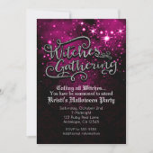 Heksen Verzamelen Roze & Zwarte Damask Uitnodiging (Voorkant)