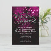 Heksen Verzamelen Roze & Zwarte Damask Uitnodiging (Staand voorkant)