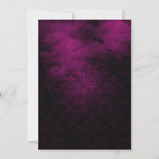 Heksen Verzamelen Roze & Zwarte Damask Uitnodiging (Achterkant)