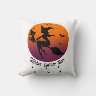 Heksen verzamelen zich hier Spinnen Halloween Zon Kussen