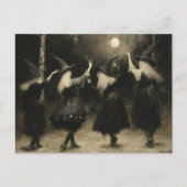 Heksen verzamelen zich in het maanverlichte bos briefkaart (Voorkant)