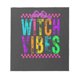 Heksen Vibes Halloween Neon Geruite Boog Notitieblok