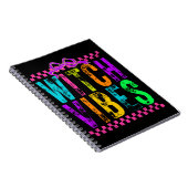 Heksen Vibes Halloween Neon Geruite Boog Notitieboek (Rechterzijde)