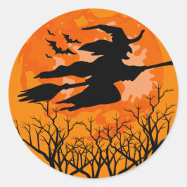Heksen vliegen over Halloween Sticker