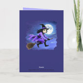 Heksen vliegen van een bezem - Wicca Halloween 1 Kaart (Achterkant)