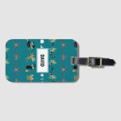 Heksen, vliegende apen, kleine honden op groen bagagelabel (Voorkant (horizontaal))