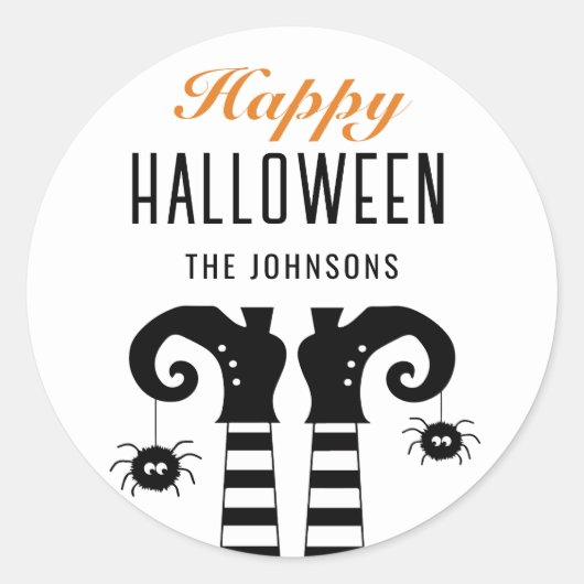 Heksen Voeten Gelukkig Halloween Ronde Sticker (Voorkant)