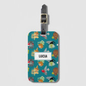 Heksen, vogelverschrikker en leeuw op groen bagagelabel (Voorkant (verticaal))