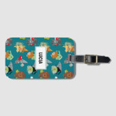 Heksen, vogelverschrikker en leeuw op groen bagagelabel (Voorkant (horizontaal))