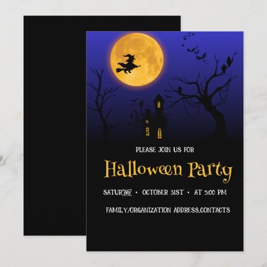 Heksen Vollemaan Halloween Feest Uitnodiging (Voorkant / Achterkant)