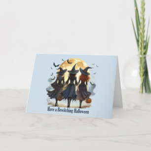  heksen voor een betoverende Halloween Feestdagen Kaart