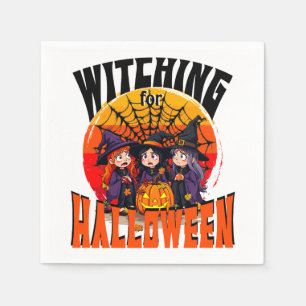Heksen voor Halloween, Grappige Halloween Cartoon Servet