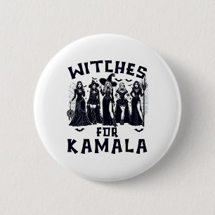 Heksen voor Kamala Harris verkiezing 2024 Hallowee Ronde Button 5,7 Cm