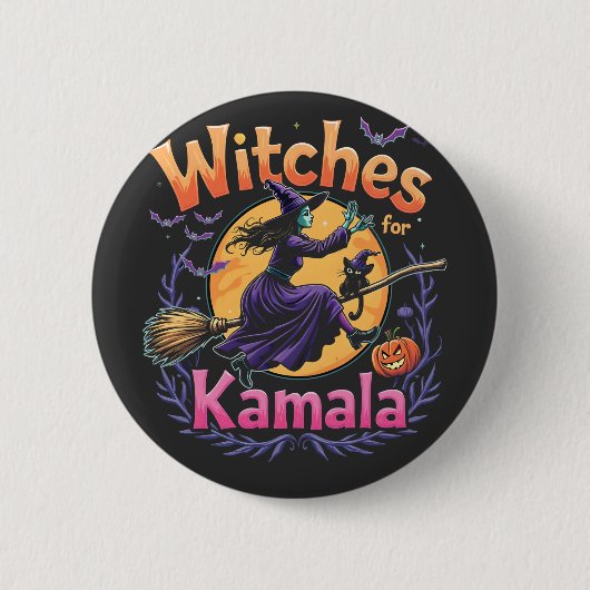 Heksen voor Kamala Kinderloze Kat Lady Halloween Ronde Button 5,7 Cm (Voorkant)