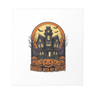 Heksen Vrienden Halloween Spokenhuis T-shirt_1 Notitieblok
