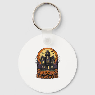 Heksen Vrienden Halloween Spokenhuis T-shirt_1 Sleutelhanger