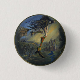 Heksen vrouw ronde button 3,2 cm