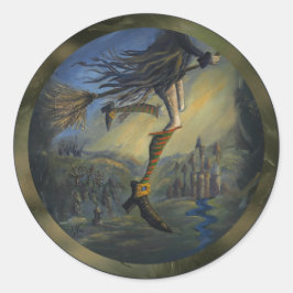 Heksen vrouw ronde sticker