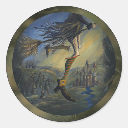 Heksen vrouw ronde sticker (Voorkant)