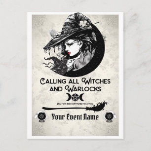 Heksen & Warlocks  heks Halloween Party Briefkaart