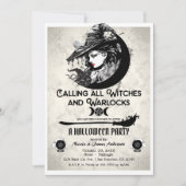 Heksen & Warlocks  heks Halloween Party Kaart (Voorkant)