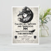 Heksen & Warlocks  heks Halloween Party Kaart (Staand voorkant)