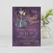 Heksen waterverf Halloween bruidsdouche feestje Kaart (Staand voorkant)