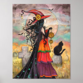 Heksen Weg Halloween Fantasie Gotische Kunst Poster