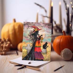 Heksen Weg Halloween Heksen Kunst Kaart