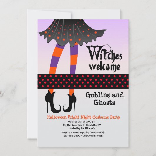 Heksen welkom Halloween uitnodiging (Voorkant)