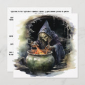 "Heksen & Whiskey Whirl" Halloween Kaart (Voorkant / Achterkant)