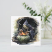 "Heksen & Whiskey Whirl" Halloween Kaart (Staand voorkant)