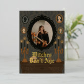 Heksen worden niet ouder aangepaste foto verjaarda folie uitnodiging (Staand Voorkant)