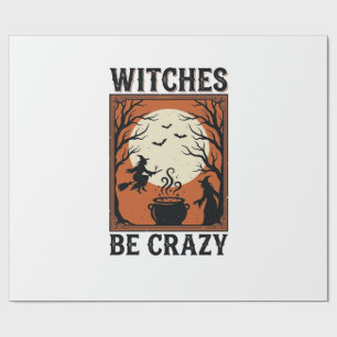 Heksen Zijn Gek Vintage Halloween T-shirt Ontwerp Cadeaupapier