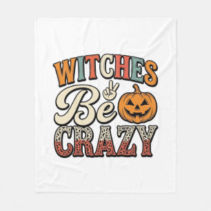 Heksen Zijn Gek Vintage Halloween T-shirt Ontwerp_ Fleece Deken