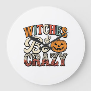 Heksen zijn gek Vintage Halloween T-shirt ontwerp_ Grote Klok