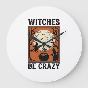 Heksen zijn gek Vintage Halloween T-shirt ontwerp  Grote Klok