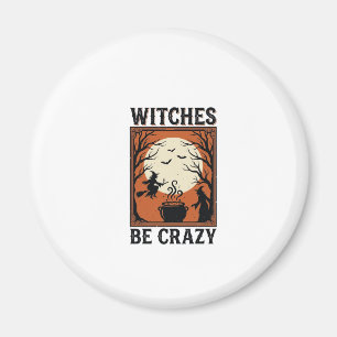 Heksen Zijn Gek Vintage Halloween T-shirt Ontwerp  Magneet