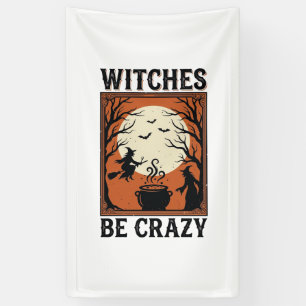 Heksen zijn gek vintage Halloween T-shirt ontwerp  Spandoek