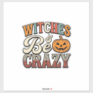 Heksen zijn gek vintage Halloween T-shirt ontwerp_ Sticker